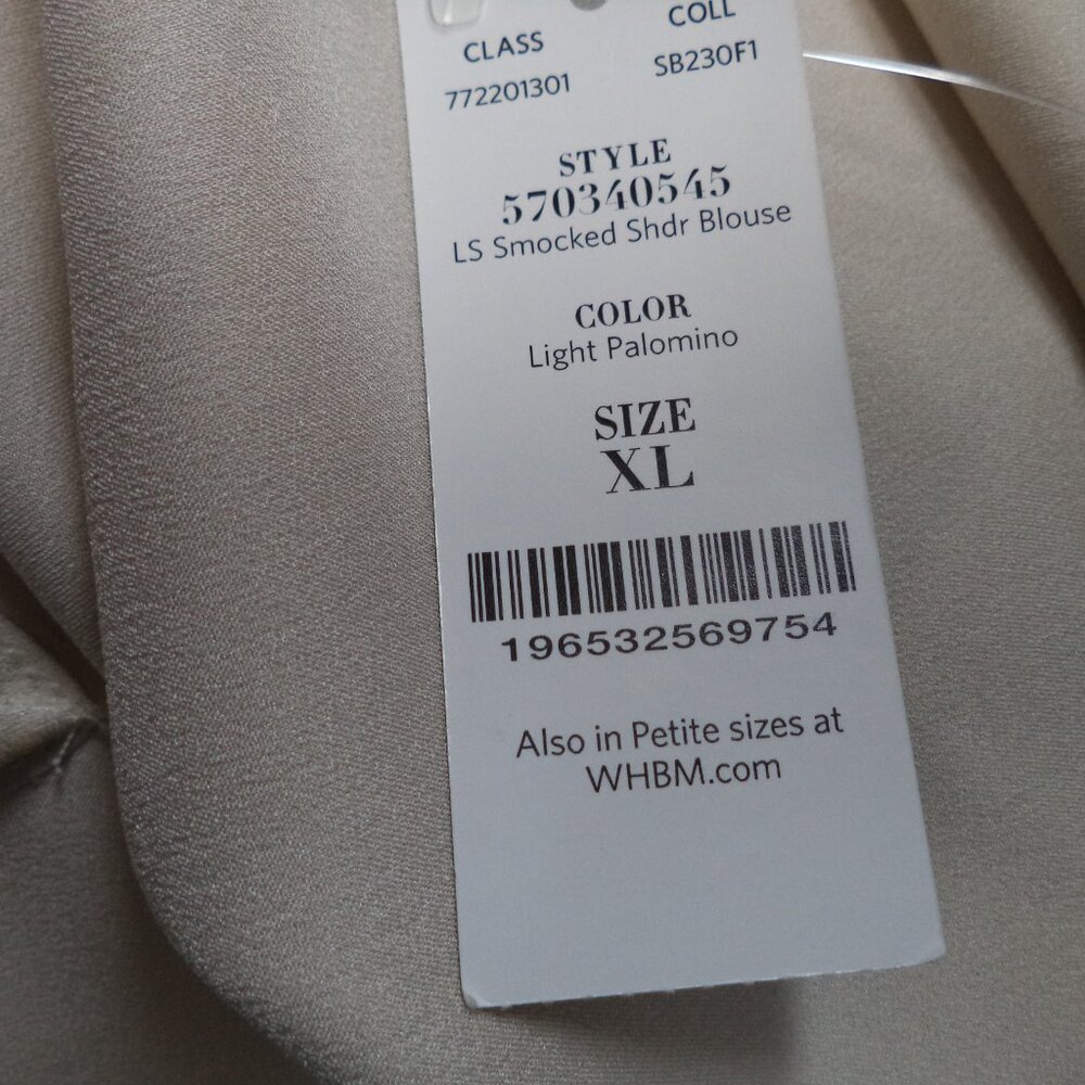 White House Black Market WHBM Satin cream top blouse NEW NWT Size Sz X-Large XL - Picture 14 of 14